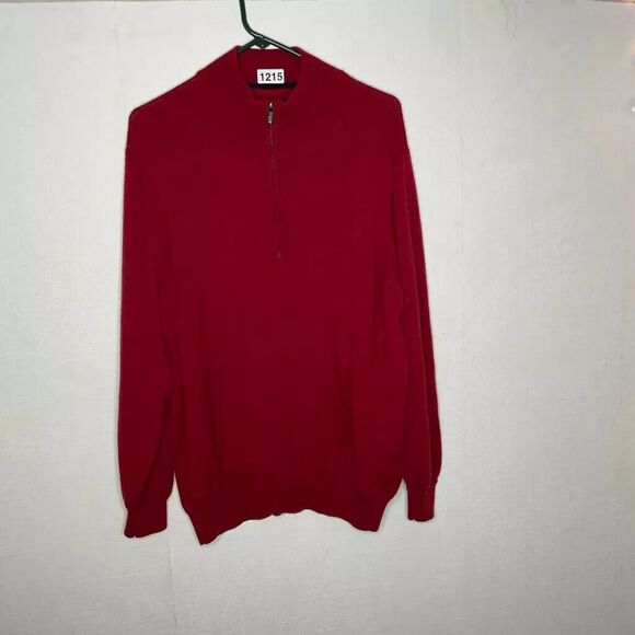 NWOT FootJoy FJ 1/4 Zip Long Sleeve Sweater Men Size XL Raspberry Pink 100% Wool - Picture 1 of 9